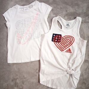 Nike Girls Rule The World Tee Adidas Racer back Tee Shirts 6X